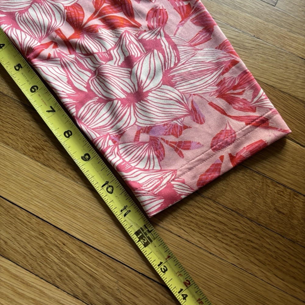 Caribbean Joe Pink Floral Dress XL 3/4 sleeve V neck knee length Hawaiian Resort - Picture 7 of 8